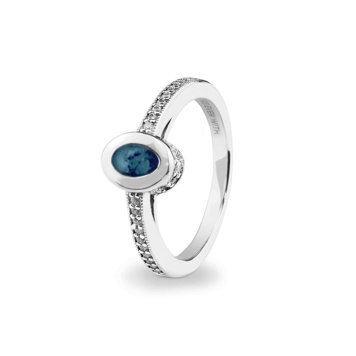 Load image into Gallery viewer, EverWith Ladies Oval Halo Memorial Ashes Ring with Fine Crystals