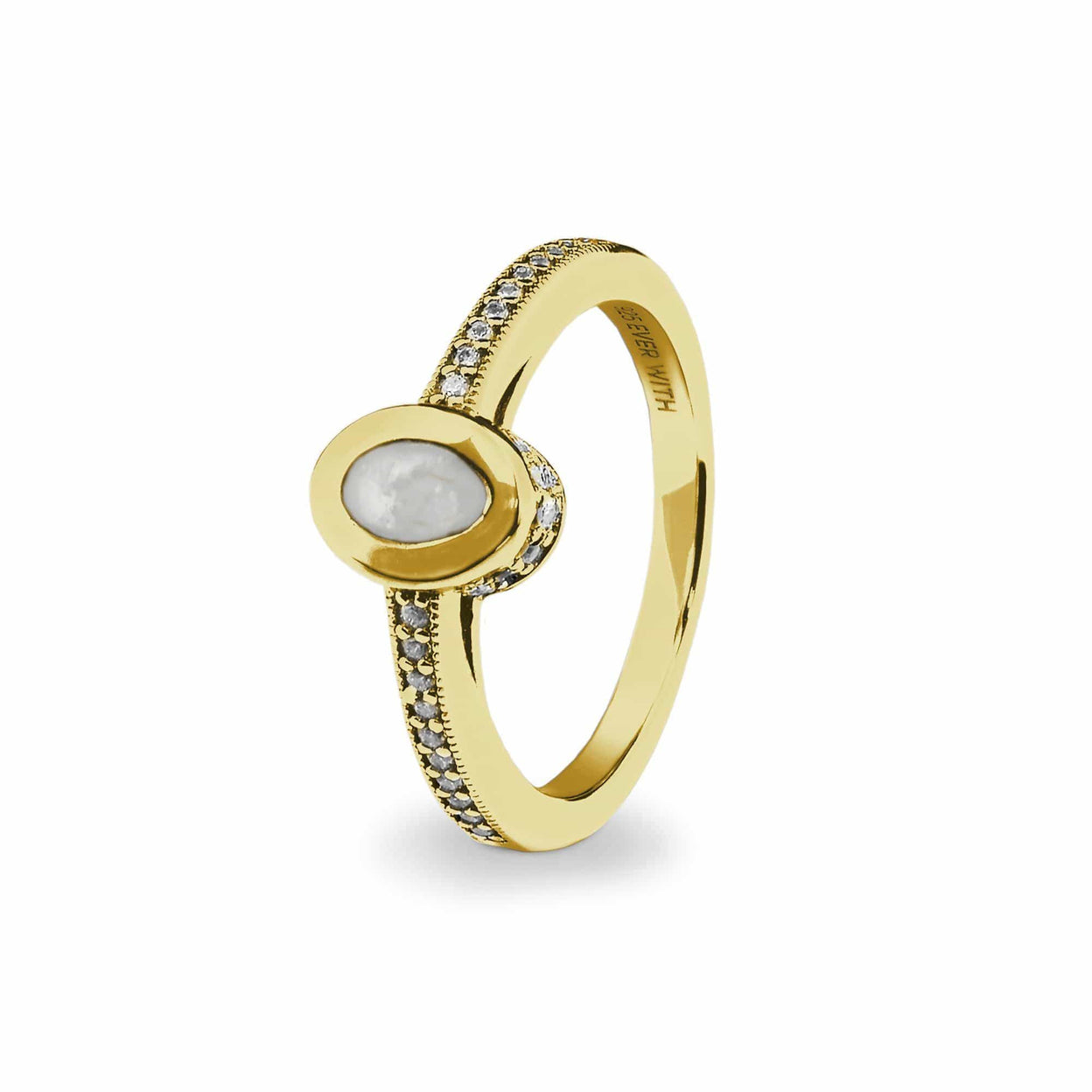 Load image into Gallery viewer, EverWith Ladies Oval Halo Memorial Ashes Ring with Fine Crystals