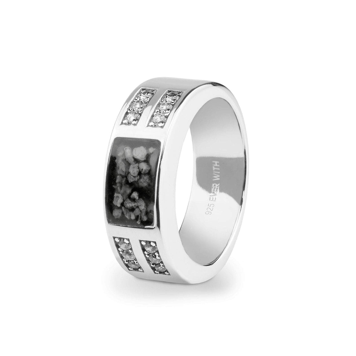 Load image into Gallery viewer, EverWith Gents Oblong Memorial Ashes Ring with Fine Crystals