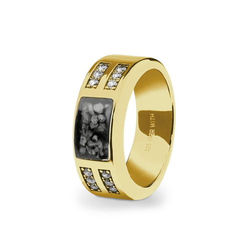 EverWith Gents Oblong Memorial Ashes Ring with Fine Crystals