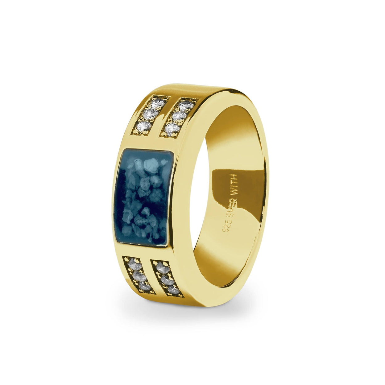 Load image into Gallery viewer, EverWith Gents Oblong Memorial Ashes Ring with Fine Crystals