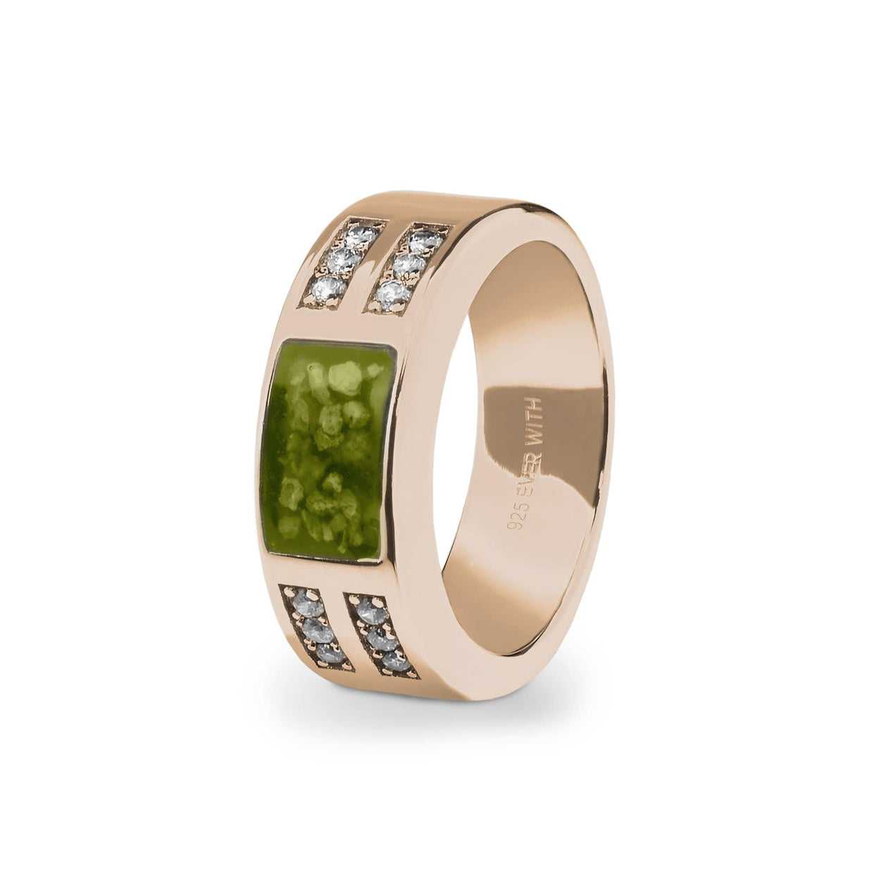 Load image into Gallery viewer, EverWith Gents Oblong Memorial Ashes Ring with Fine Crystals