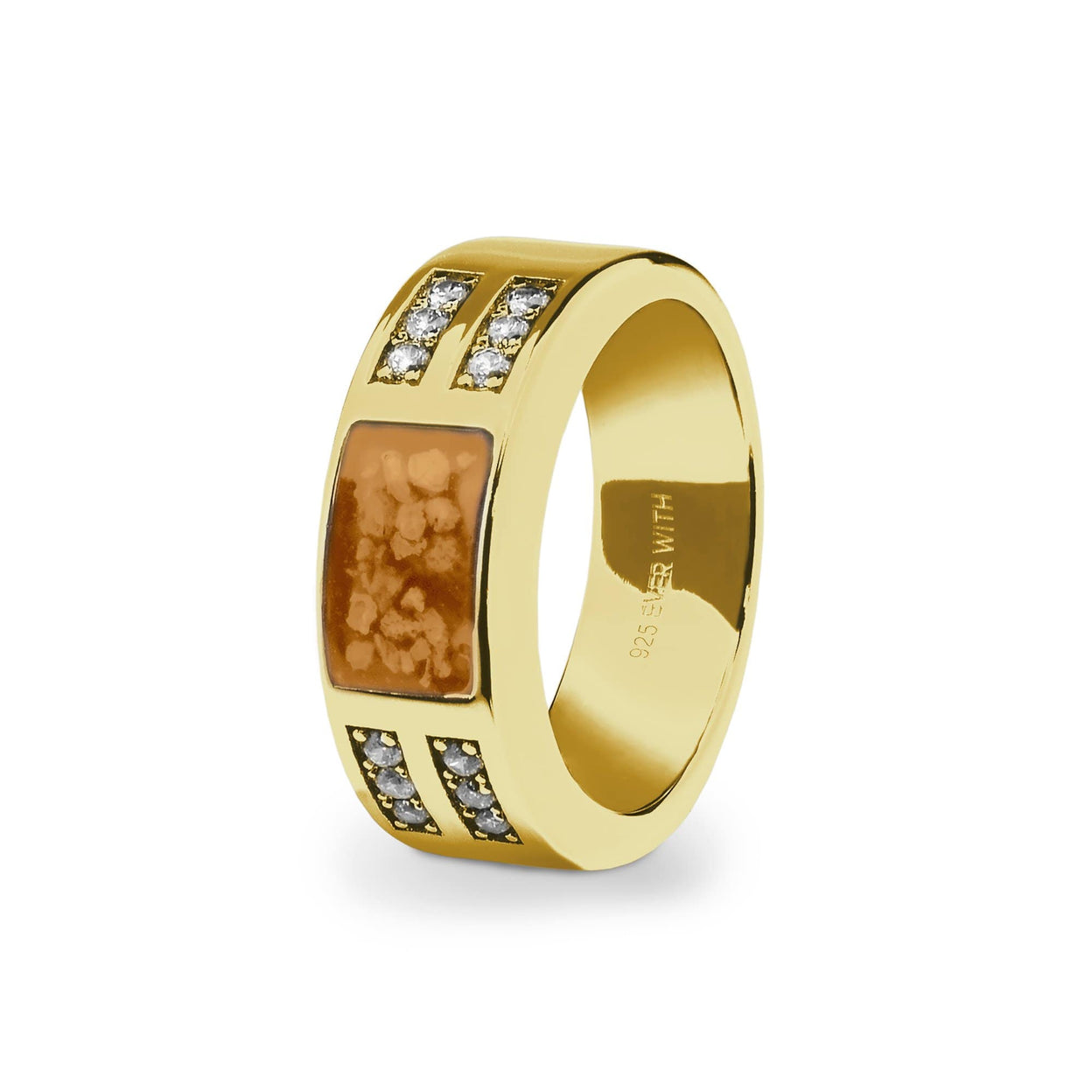 Load image into Gallery viewer, EverWith Gents Oblong Memorial Ashes Ring with Fine Crystals