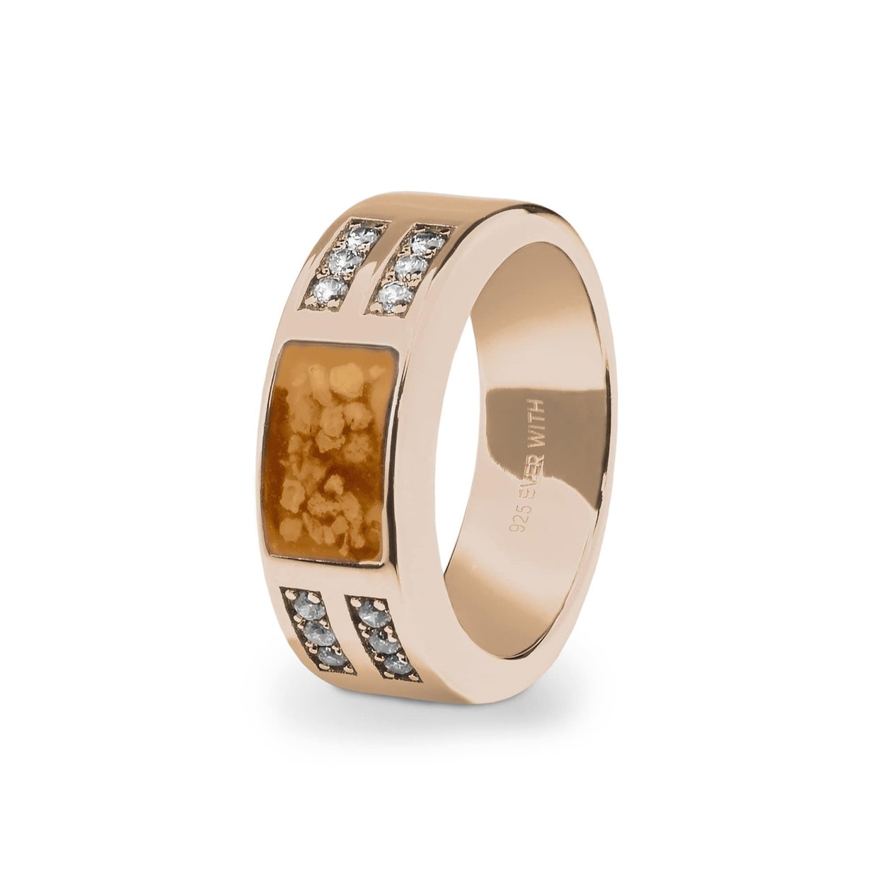 Load image into Gallery viewer, EverWith Gents Oblong Memorial Ashes Ring with Fine Crystals