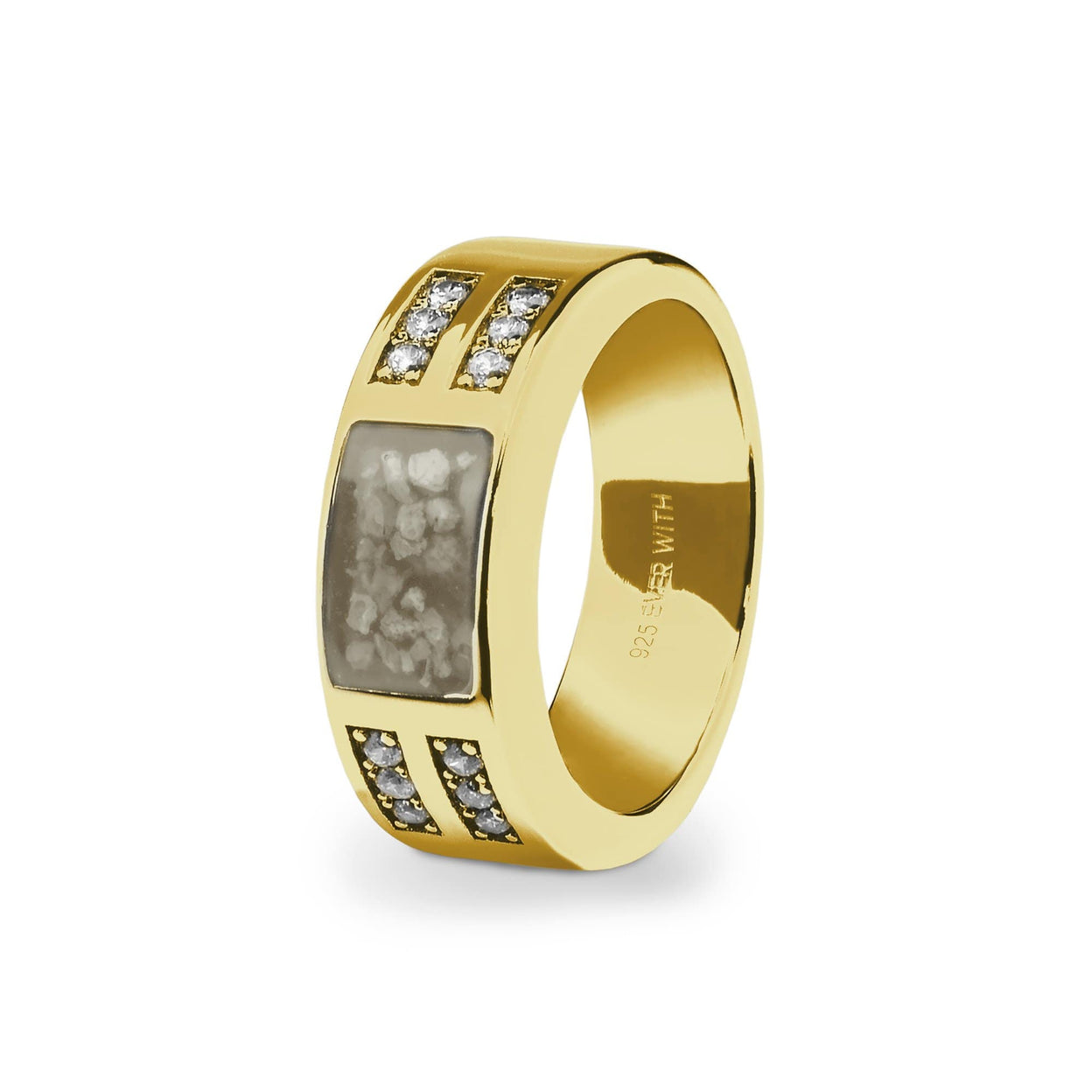 Load image into Gallery viewer, EverWith Gents Oblong Memorial Ashes Ring with Fine Crystals