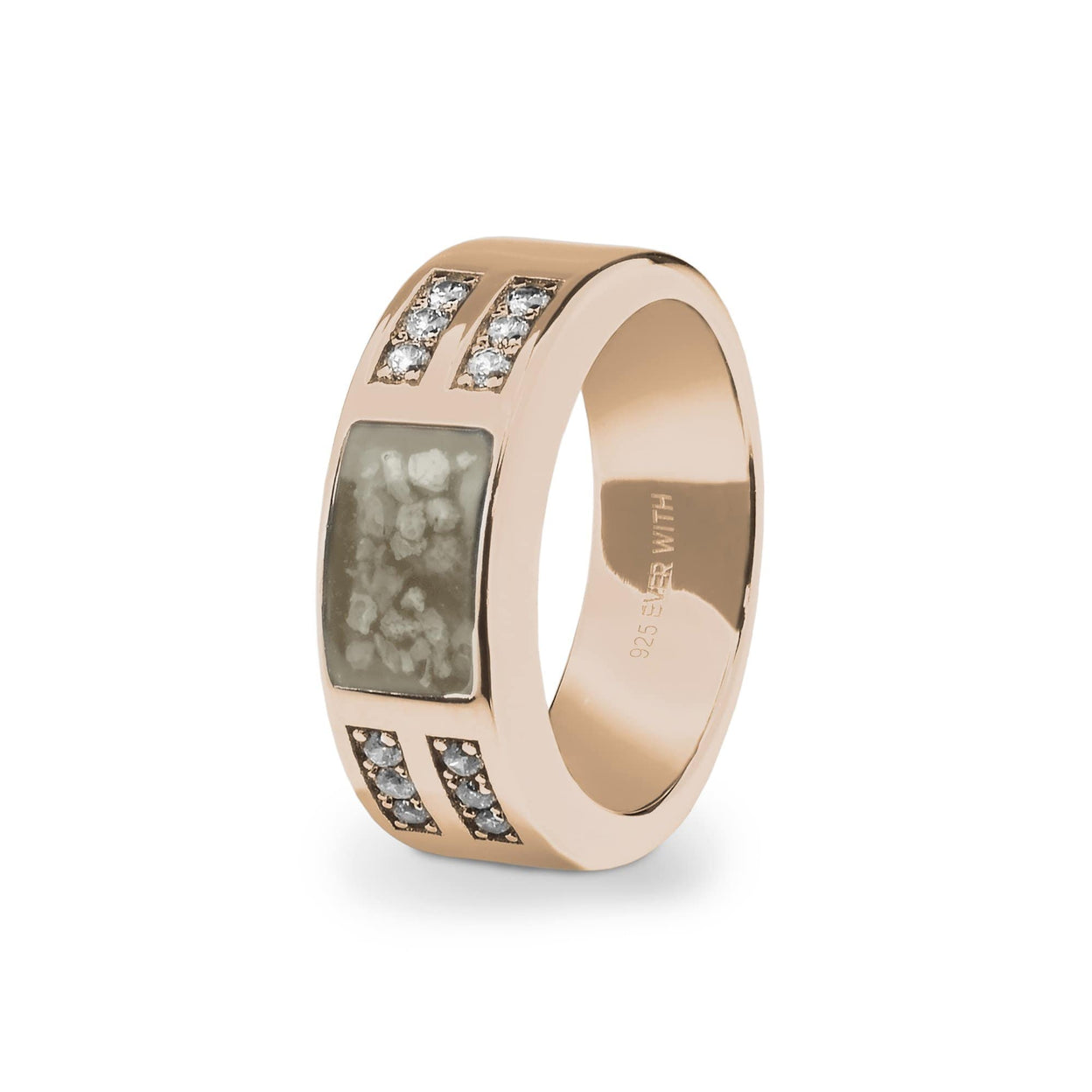 Load image into Gallery viewer, EverWith Gents Oblong Memorial Ashes Ring with Fine Crystals