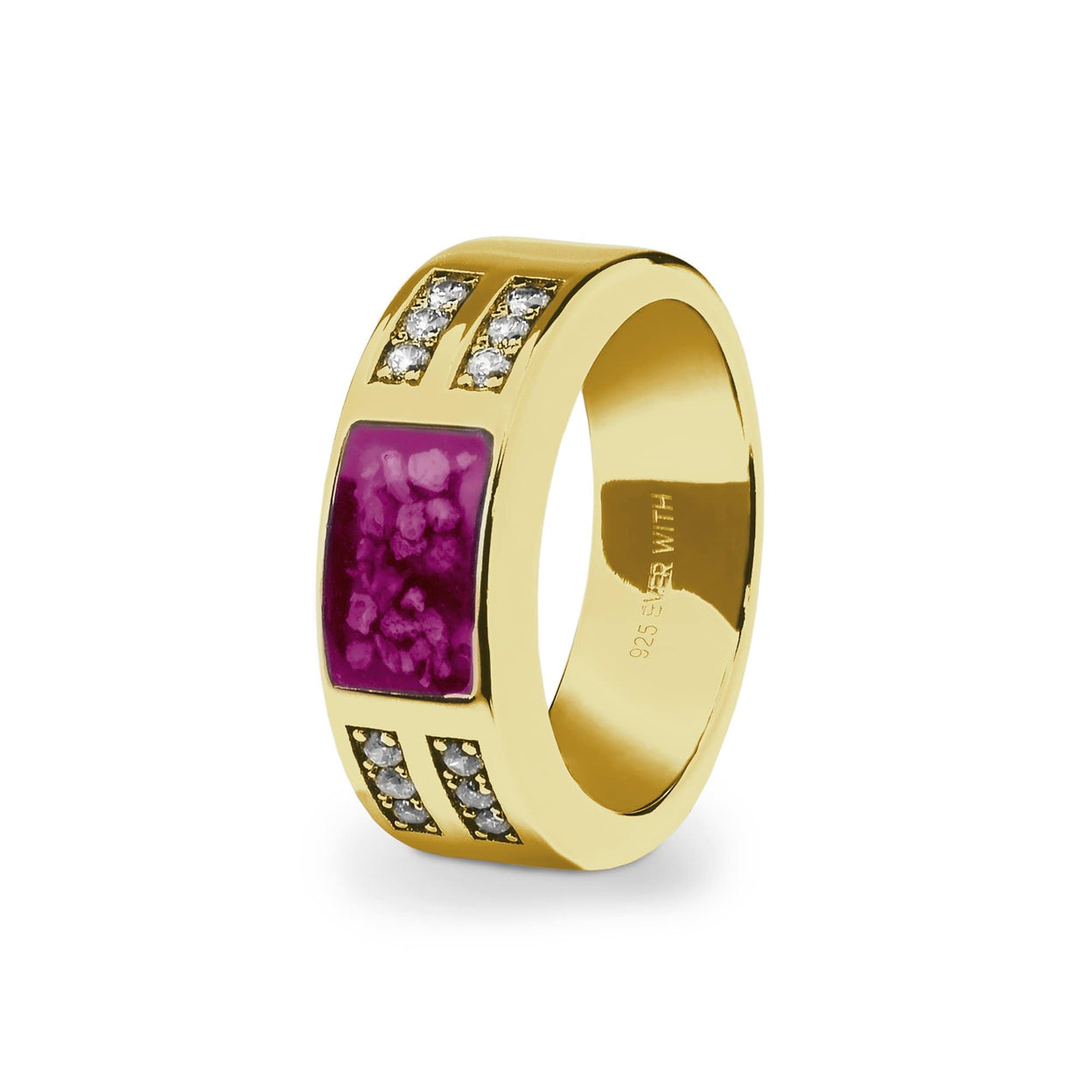 Load image into Gallery viewer, EverWith Gents Oblong Memorial Ashes Ring with Fine Crystals