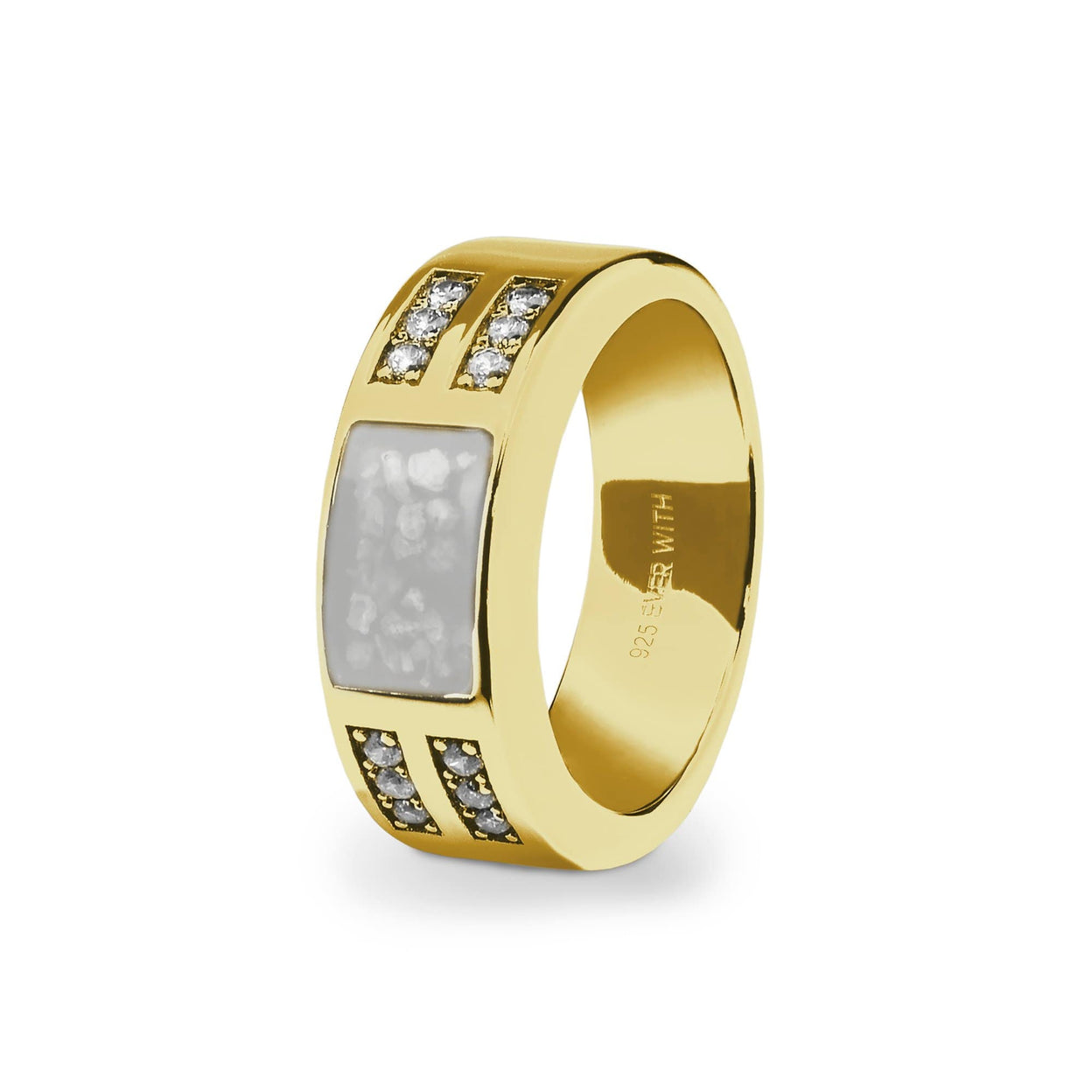 Load image into Gallery viewer, EverWith Gents Oblong Memorial Ashes Ring with Fine Crystals