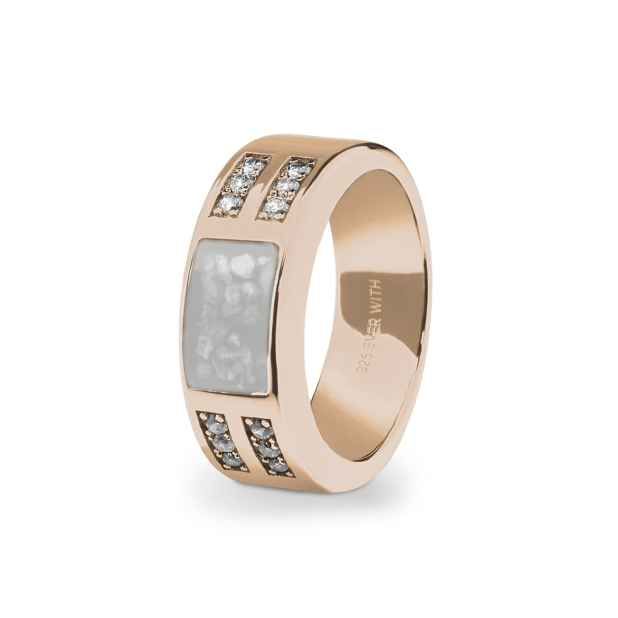 Load image into Gallery viewer, EverWith Gents Oblong Memorial Ashes Ring with Fine Crystals