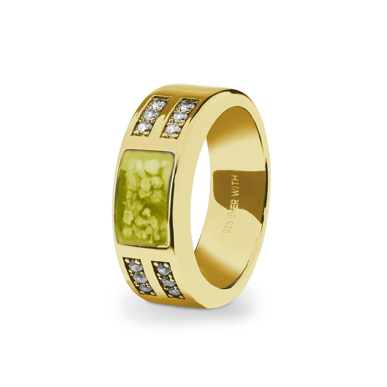 Load image into Gallery viewer, EverWith Gents Oblong Memorial Ashes Ring with Fine Crystals