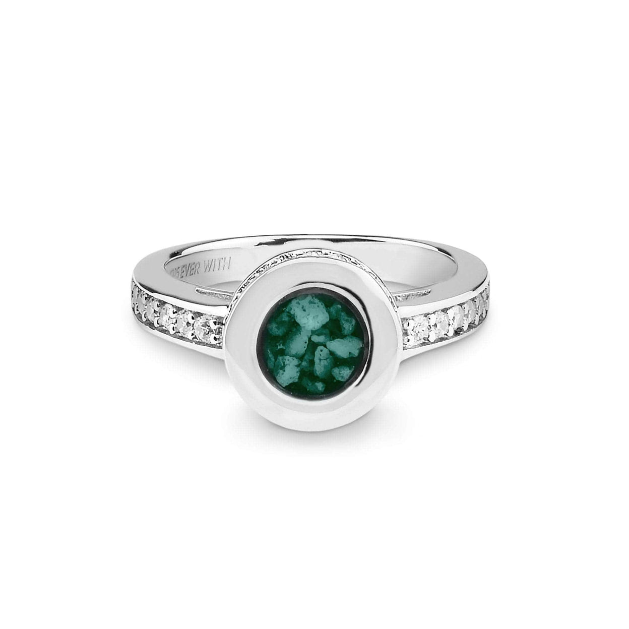 Load image into Gallery viewer, EverWith Ladies Round Halo Memorial Ashes Ring with Fine Crystals