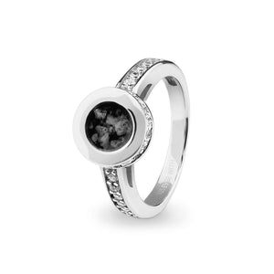 EverWith Ladies Round Halo Memorial Ashes Ring with Fine Crystals