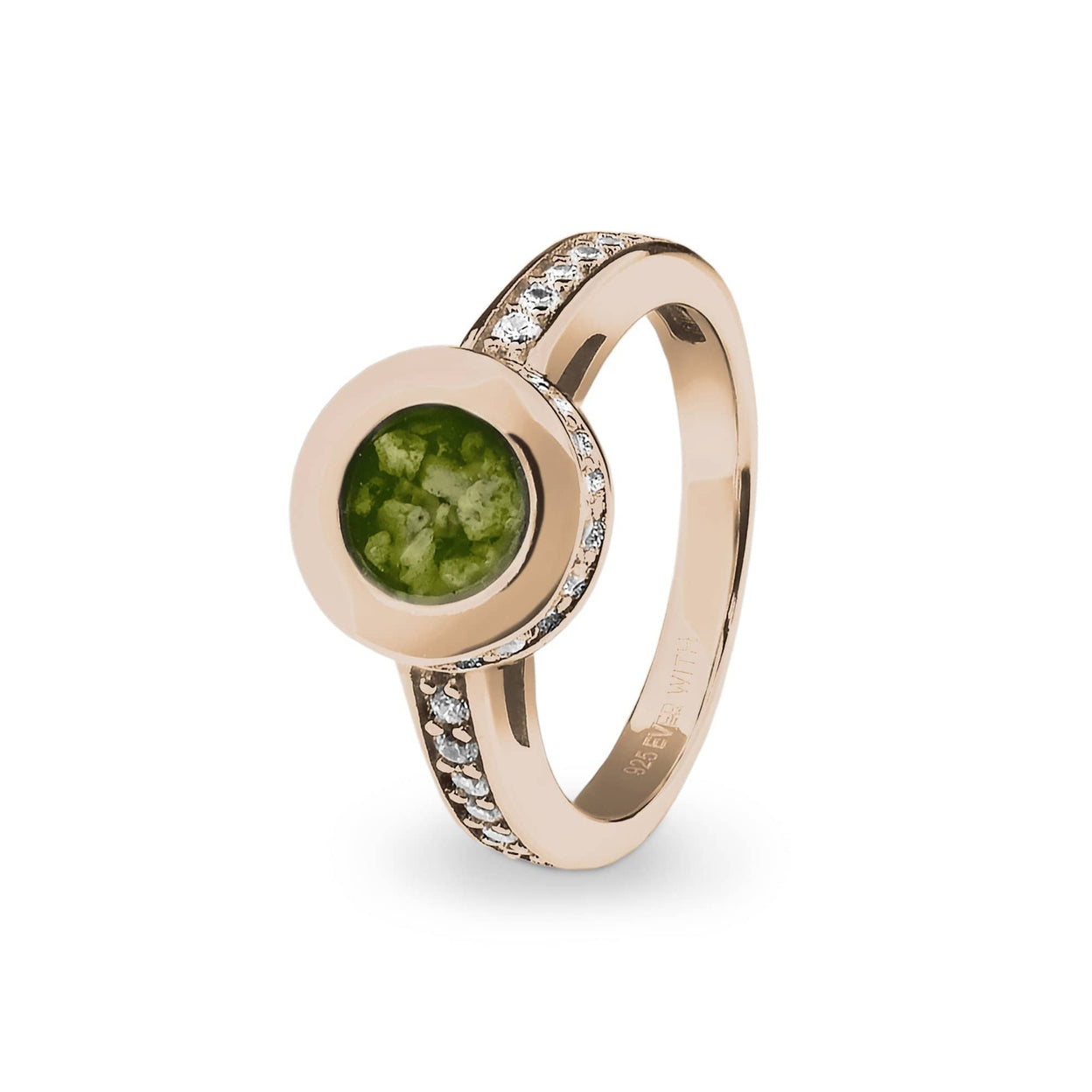 Load image into Gallery viewer, EverWith Ladies Round Halo Memorial Ashes Ring with Fine Crystals