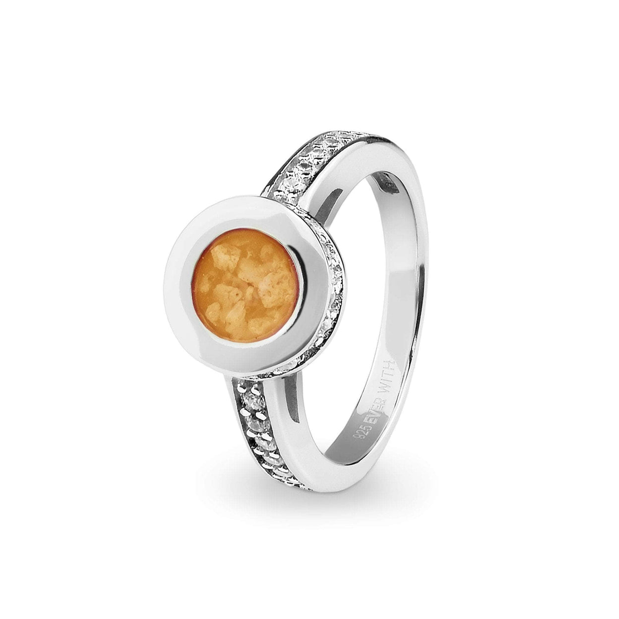 Load image into Gallery viewer, EverWith Ladies Round Halo Memorial Ashes Ring with Fine Crystals