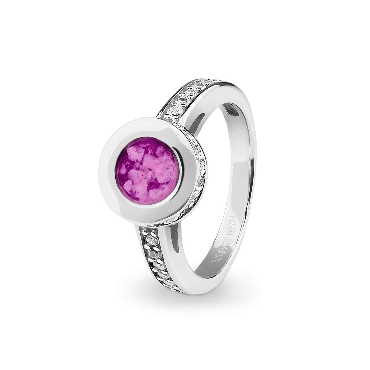 Load image into Gallery viewer, EverWith Ladies Round Halo Memorial Ashes Ring with Fine Crystals