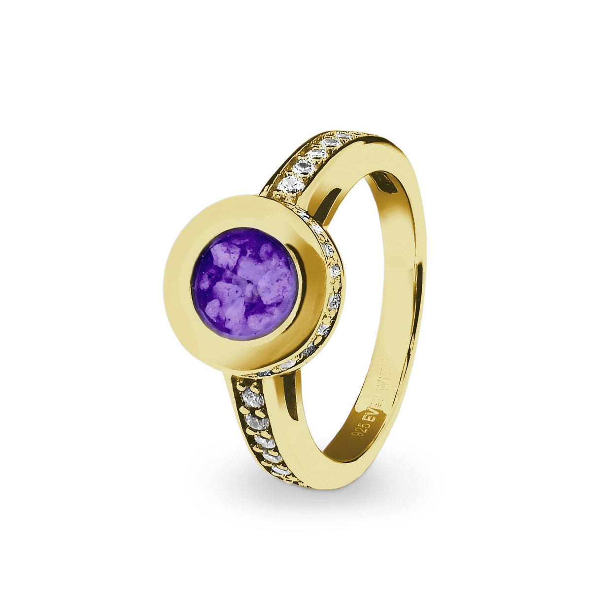 Load image into Gallery viewer, EverWith Ladies Round Halo Memorial Ashes Ring with Fine Crystals