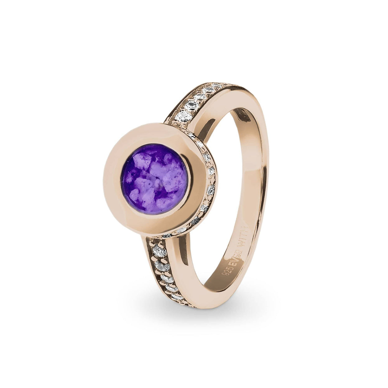 Load image into Gallery viewer, EverWith Ladies Round Halo Memorial Ashes Ring with Fine Crystals