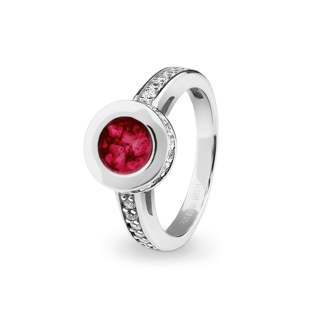 Load image into Gallery viewer, EverWith Ladies Round Halo Memorial Ashes Ring with Fine Crystals