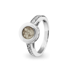 EverWith Ladies Round Halo Memorial Ashes Ring with Fine Crystals