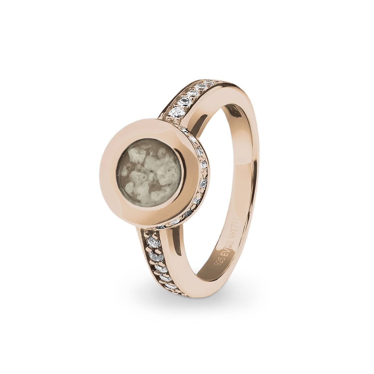 Load image into Gallery viewer, EverWith Ladies Round Halo Memorial Ashes Ring with Fine Crystals