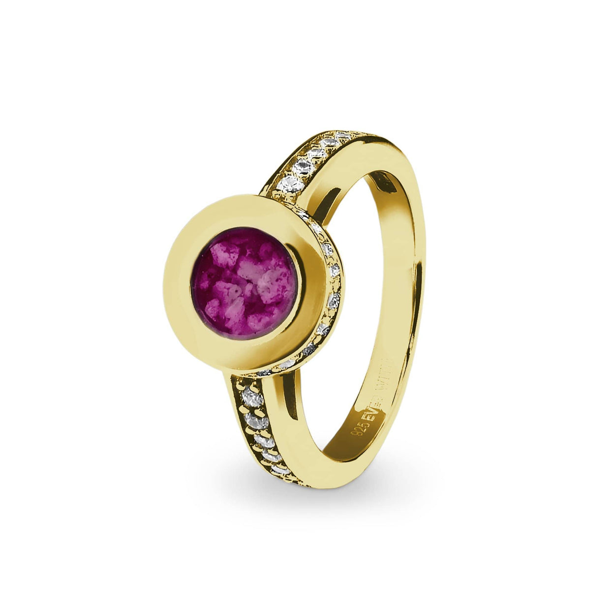 Load image into Gallery viewer, EverWith Ladies Round Halo Memorial Ashes Ring with Fine Crystals