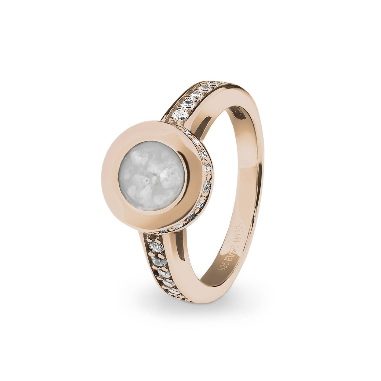 Load image into Gallery viewer, EverWith Ladies Round Halo Memorial Ashes Ring with Fine Crystals