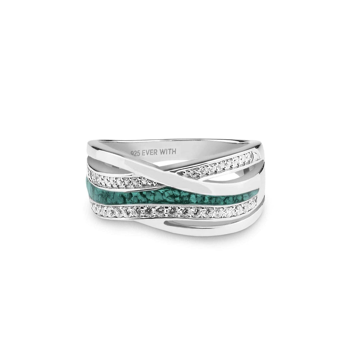 Load image into Gallery viewer, EverWith Ladies Waves Memorial Ashes Ring with Fine Crystals