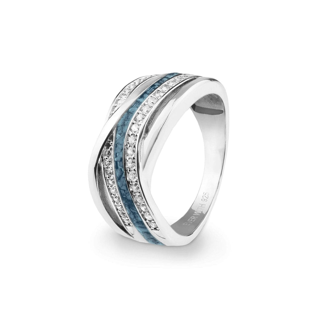 EverWith Ladies Waves Memorial Ashes Ring with Fine Crystals