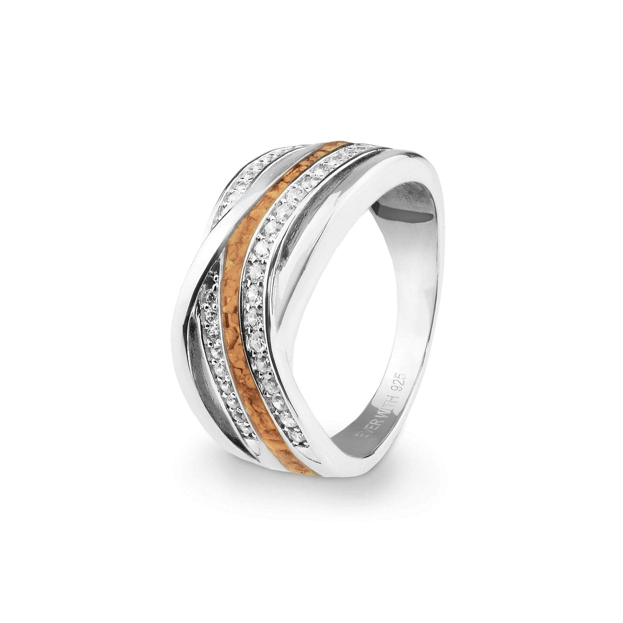 Load image into Gallery viewer, EverWith Ladies Waves Memorial Ashes Ring with Fine Crystals