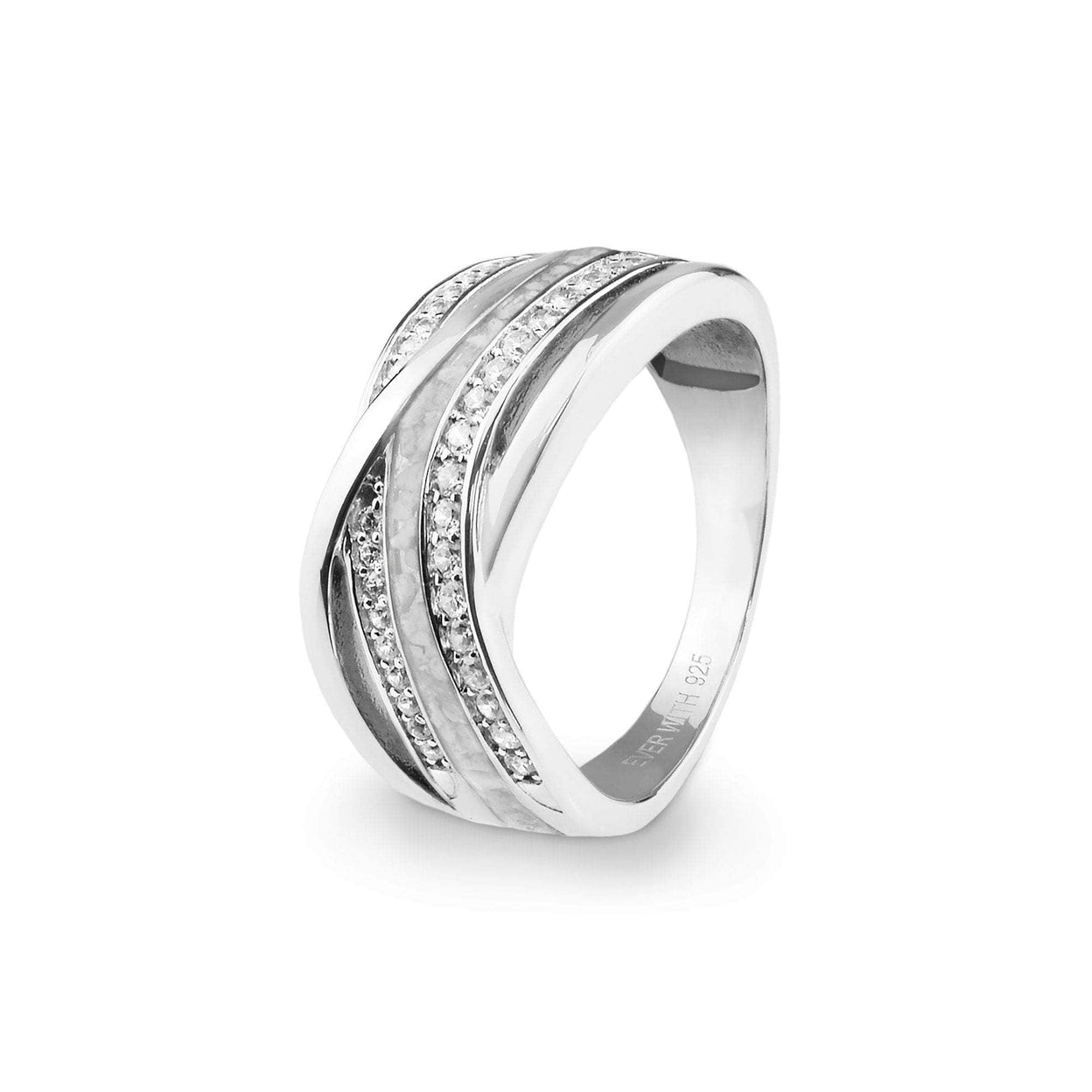 Load image into Gallery viewer, EverWith Ladies Waves Memorial Ashes Ring with Fine Crystals