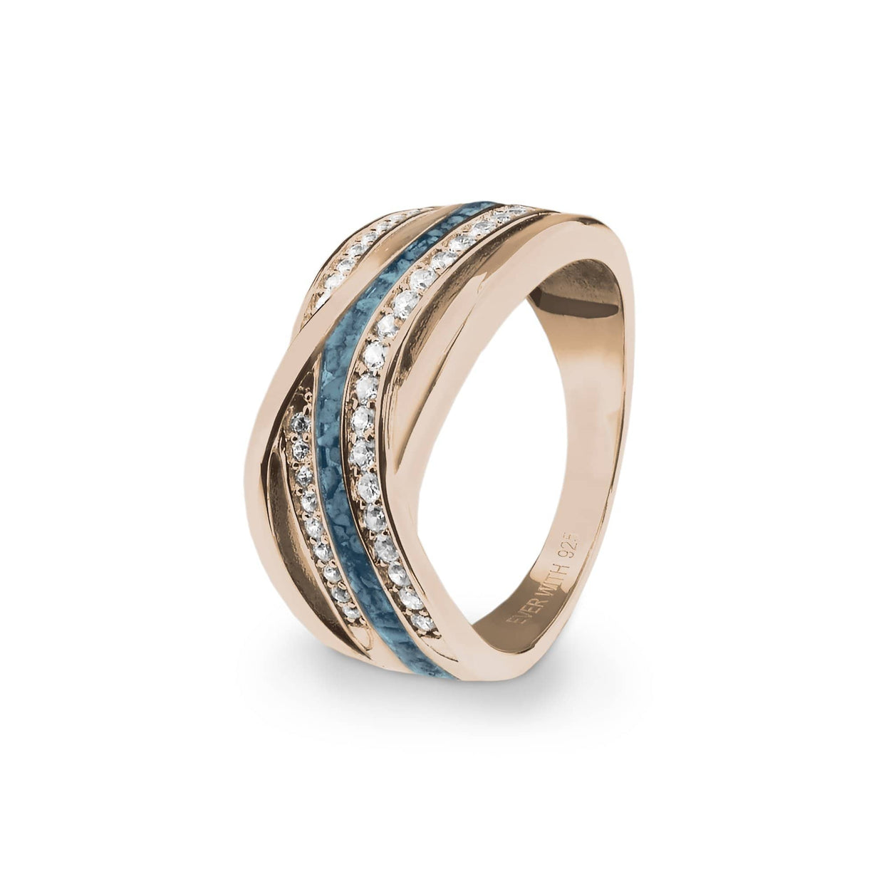 Load image into Gallery viewer, EverWith Ladies Waves Memorial Ashes Ring with Fine Crystals