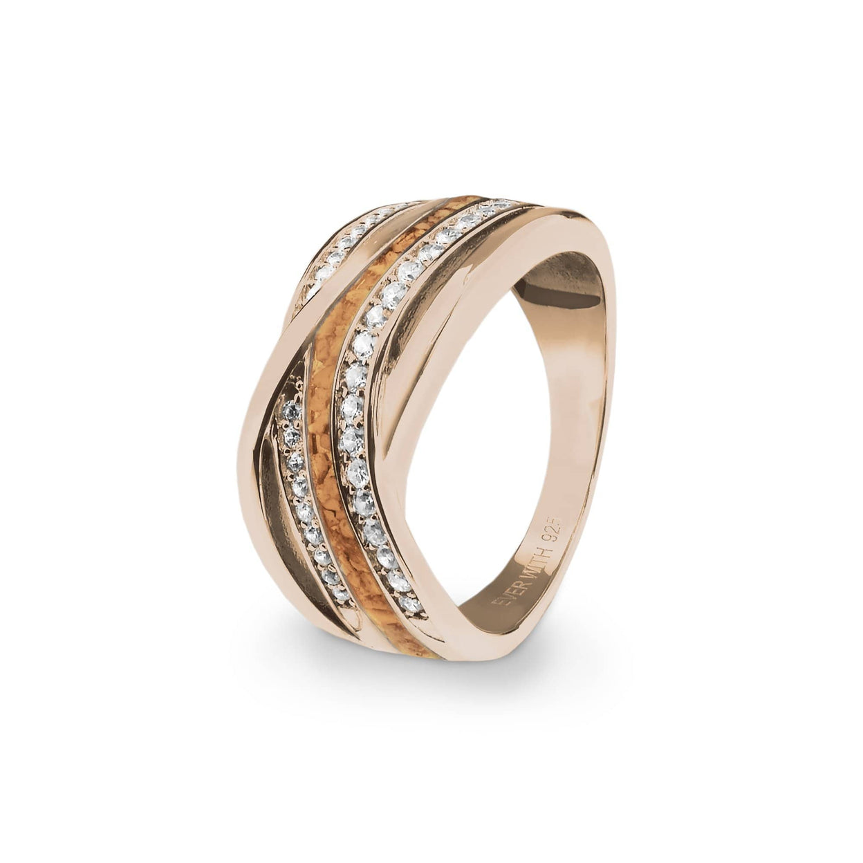 Load image into Gallery viewer, EverWith Ladies Waves Memorial Ashes Ring with Fine Crystals