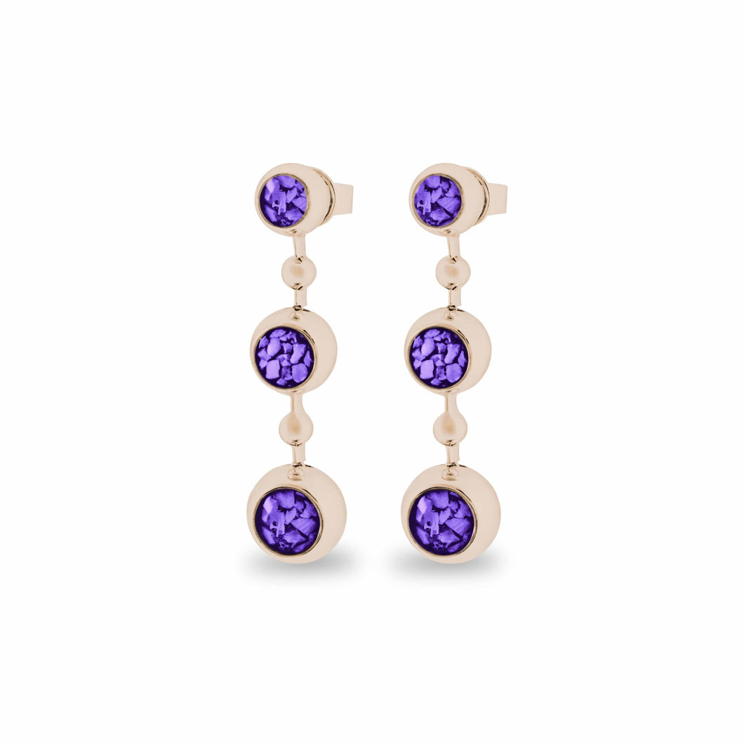 EverWith Ladies Rondure Array Triple Drop Memorial Ashes Earrings