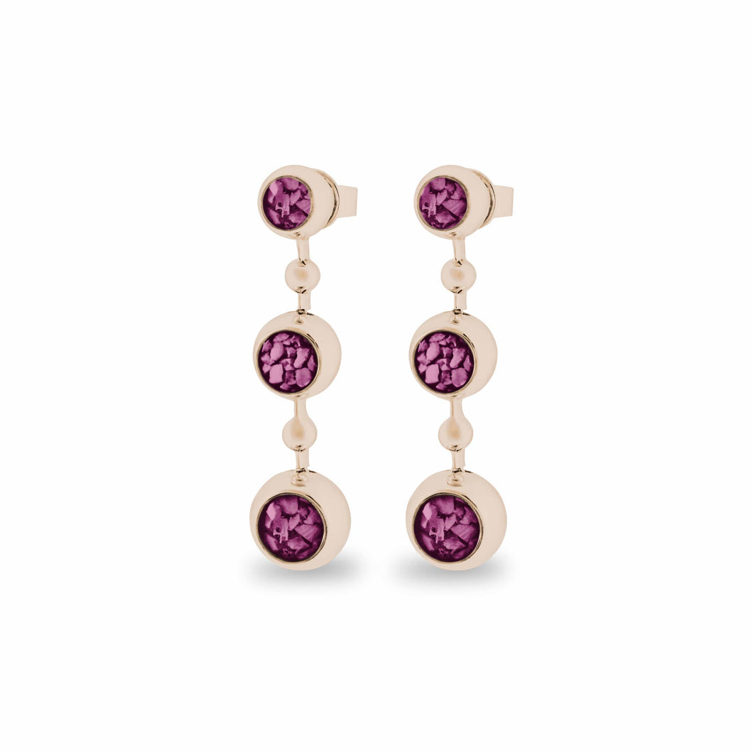 EverWith Ladies Rondure Array Triple Drop Memorial Ashes Earrings