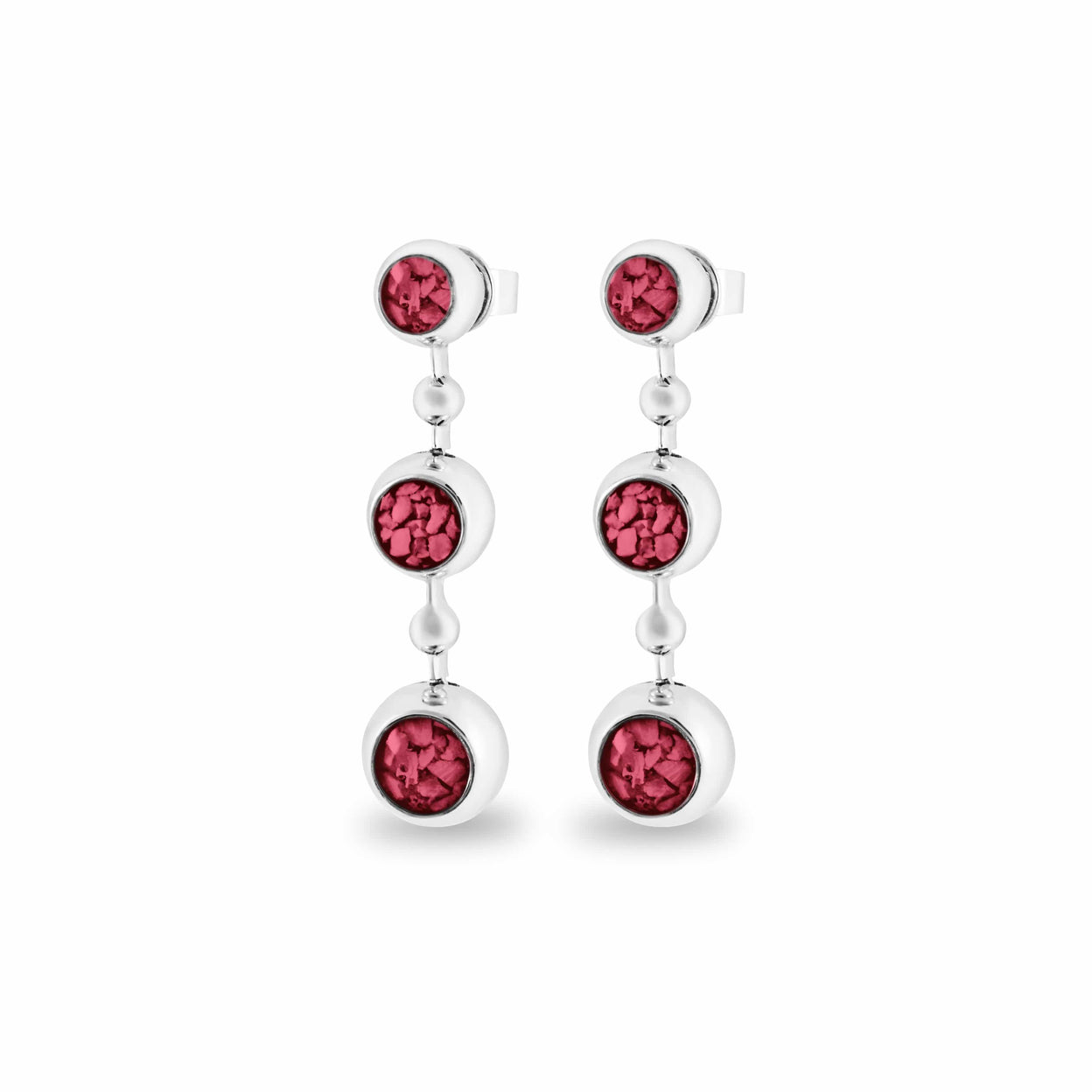 Load image into Gallery viewer, EverWith Ladies Rondure Array Triple Drop Memorial Ashes Earrings