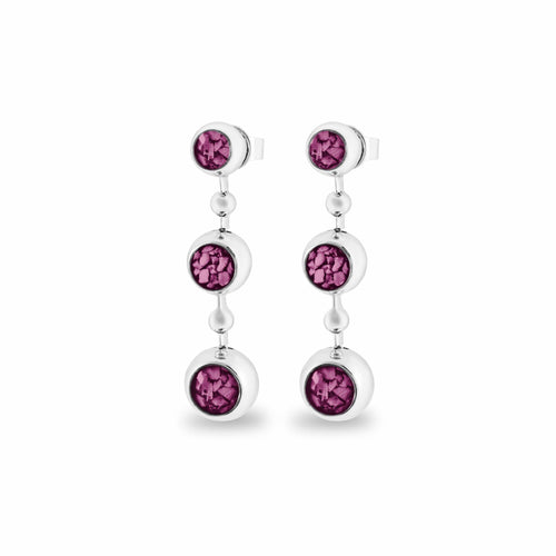 EverWith Ladies Rondure Array Triple Drop Memorial Ashes Earrings