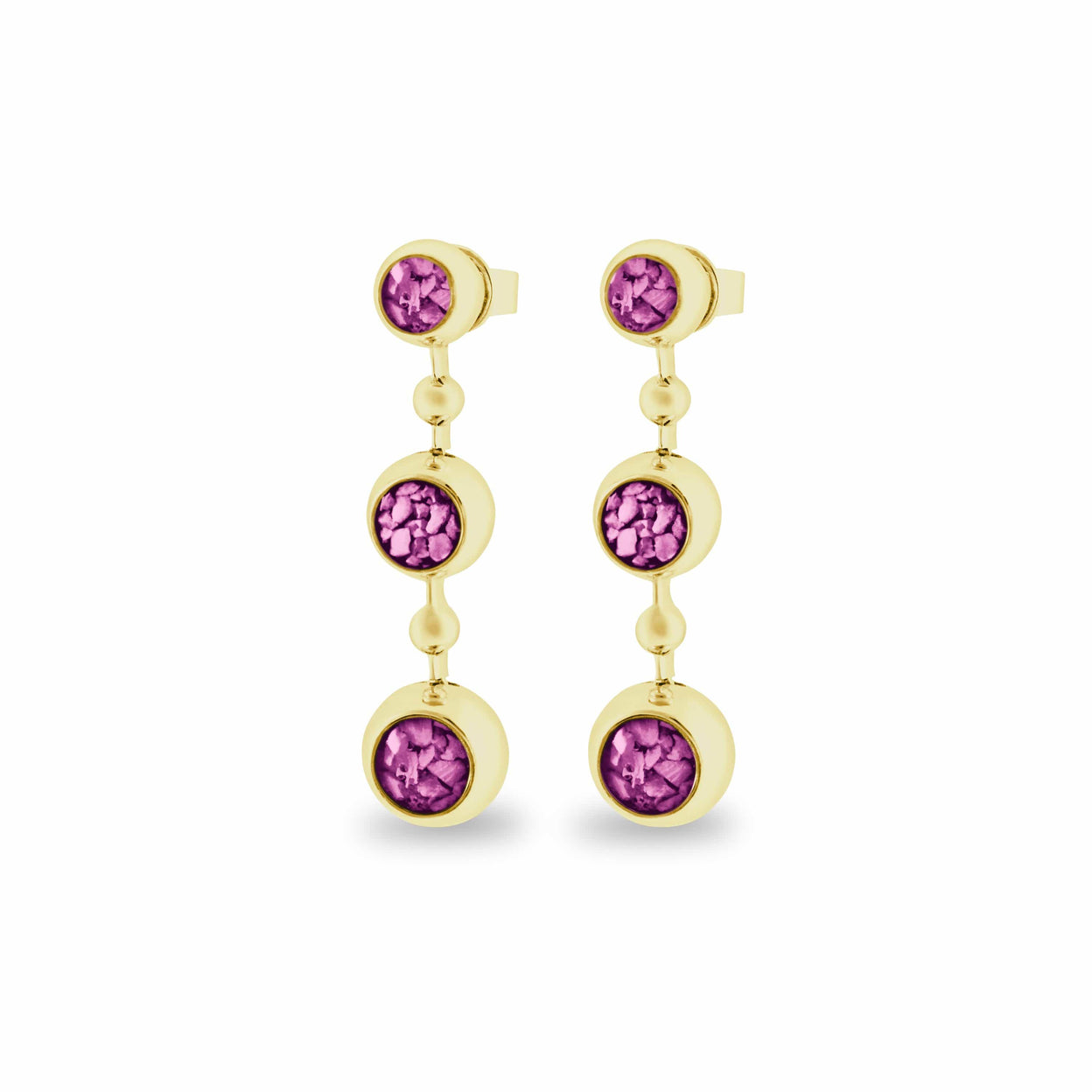 Load image into Gallery viewer, EverWith Ladies Rondure Array Triple Drop Memorial Ashes Earrings