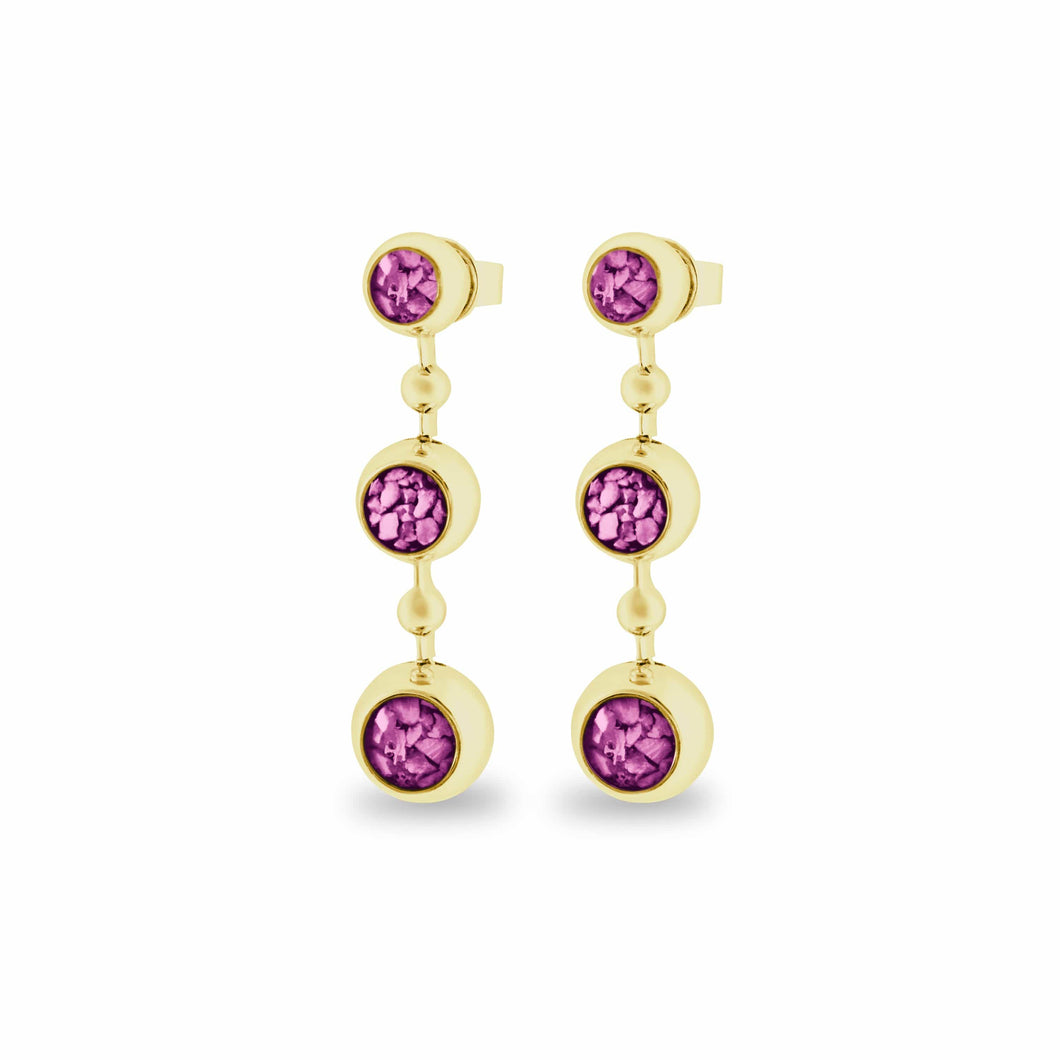 EverWith Ladies Rondure Array Triple Drop Memorial Ashes Earrings