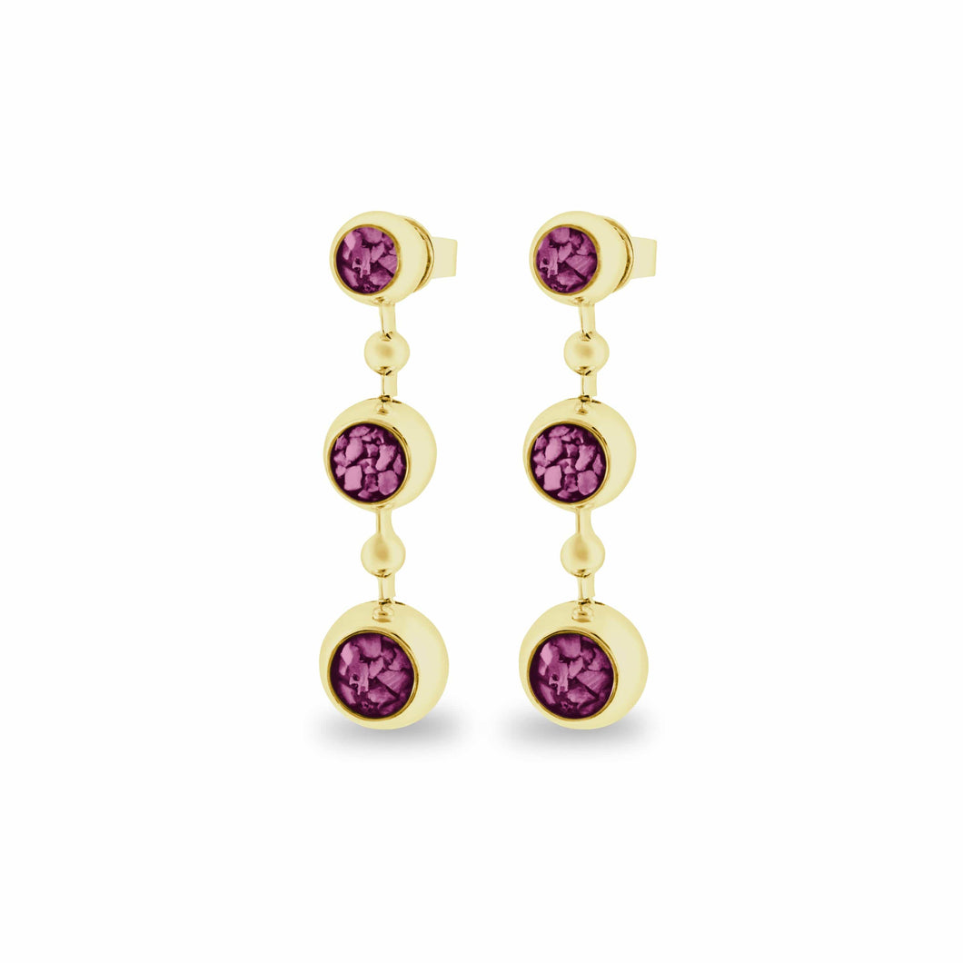 EverWith Ladies Rondure Array Triple Drop Memorial Ashes Earrings