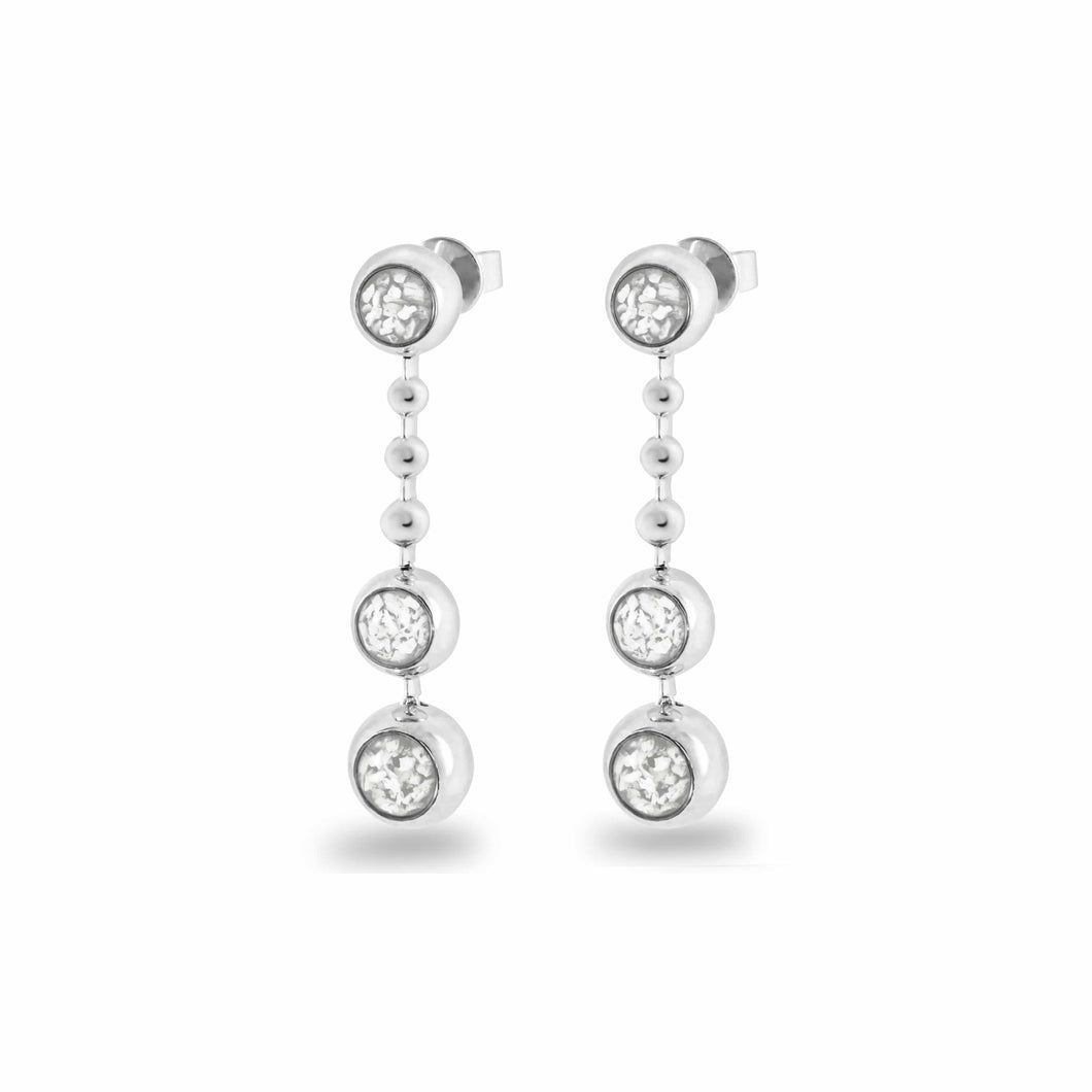 EverWith Ladies Rondure Triple Spaced Drop Memorial Ashes Earrings