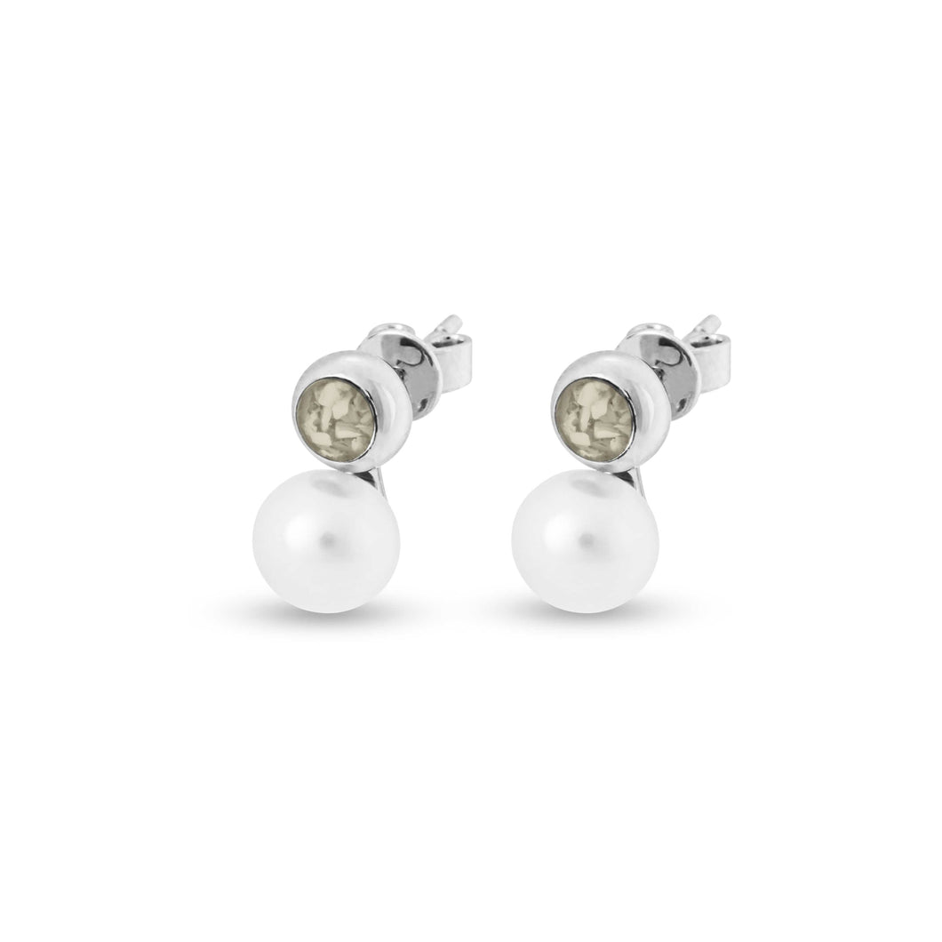 EverWith Ladies Rondure Pearl Memorial Ashes Earrings