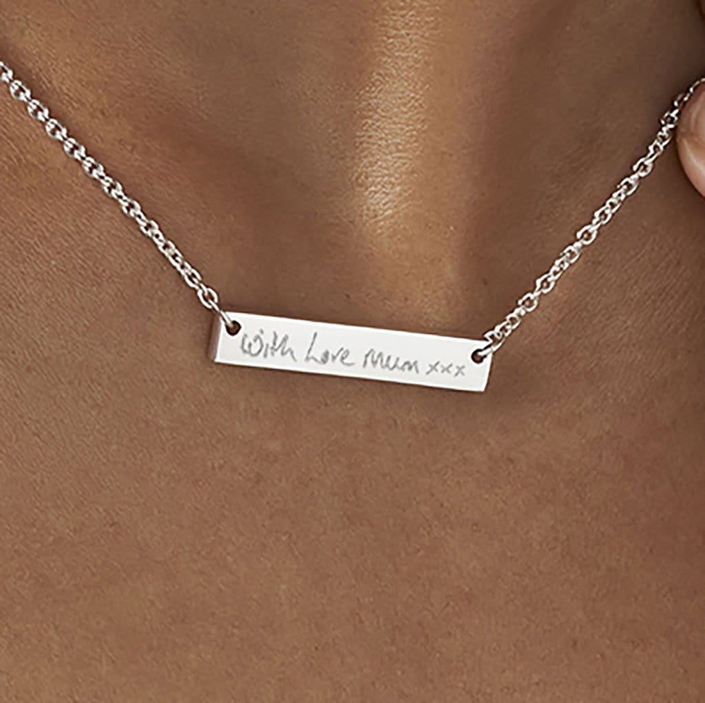 Load image into Gallery viewer, EverWith Engraved Horizontal Bar Handwriting Memorial Necklace