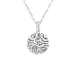 EverWith Engraved Round Memorial Fingerprint Pendant with Fine Crystals