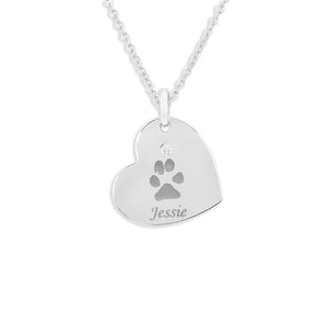 EverWith Engraved Heart Pawprint Memorial Pendant with Fine Crystal