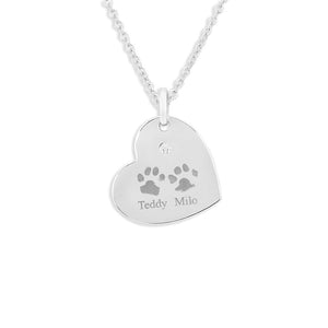 EverWith Engraved Heart Pawprint Memorial Pendant with Fine Crystal