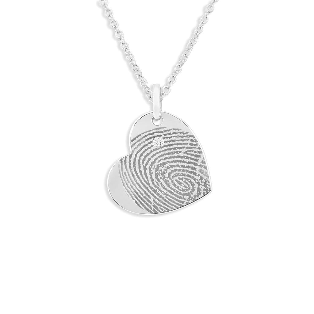 Load image into Gallery viewer, EverWith Engraved Heart Fingerprint Memorial Pendant with Fine Crystal