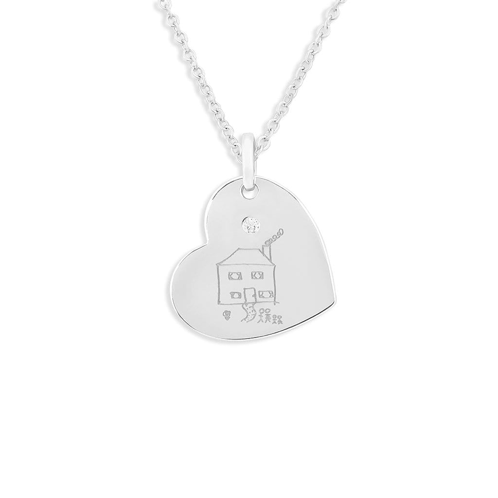 Load image into Gallery viewer, EverWith Engraved Heart Drawings Memorial Pendant with Fine Crystal