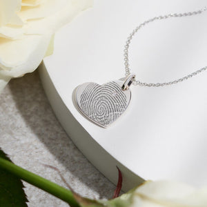 EverWith Engraved Heart Fingerprint Memorial Pendant with Fine Crystal