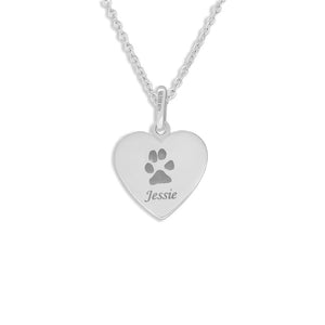 EverWith Engraved Half Heart Pawprint Memorial Pendant