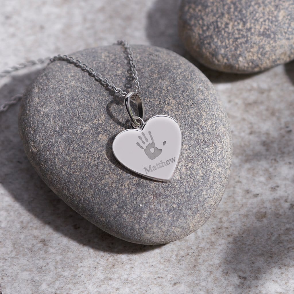 Load image into Gallery viewer, EverWith Engraved Half Heart Handprint or Footprint Memorial Pendant